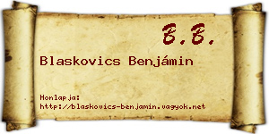 Blaskovics Benjámin névjegykártya